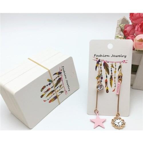 100Pcs 9x5cm Printed Hand Made With Love Jewelry Accessories Packaging Paper Card Fashion Eardrop Pendant display Card