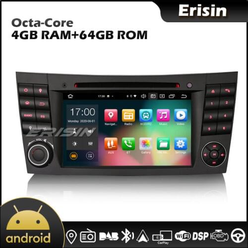 Erisin EU Warehouse 8180 7" Android 10.0 DSP CarPlay & Auto DAB TPMS Autoradio for Benz CLS Class W219 G Class W463 E Class W211