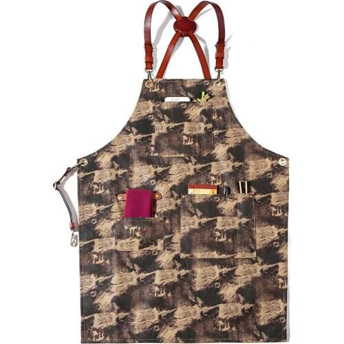 Cotton sling denim work apron hair stylist restaurant tea shop men and women waist apron print logo