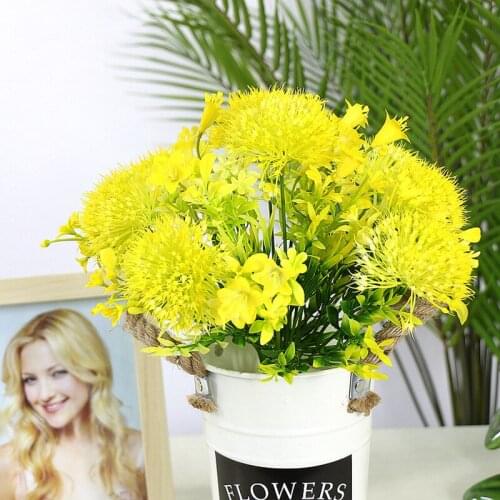 Artificial green onion ball dandelion flower plastic bouquet pastoral fresh living room table flower arrangement