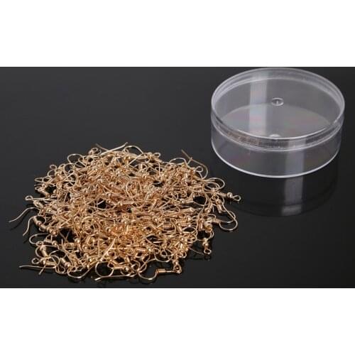 KC Gold Silver Rhodium Color 200Pcs Iron Ear Hook Wire Clasp With Bead Charms Earring Hooks Wires Fit DIY Jewelry Making Finding