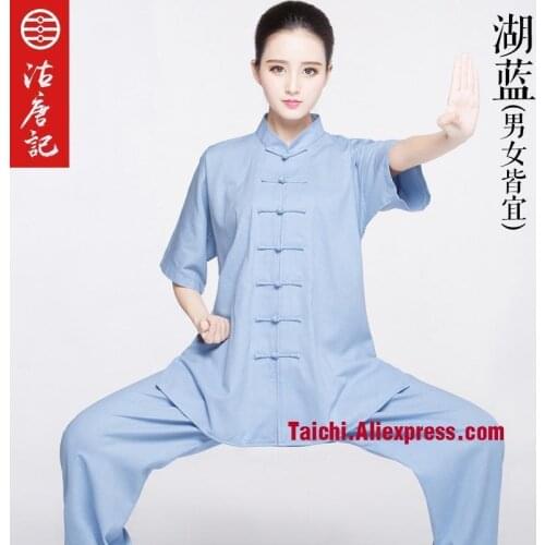 Summer tai chi clothing half sleeve cotton and linen Tai Chi suit Men And Women Flax Kung Fu Uniform Chinese styl