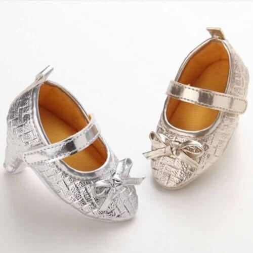 Newborn Baby Girl High Heels Soft Sole Toddler Bowknot Princess Leather Shoes Party