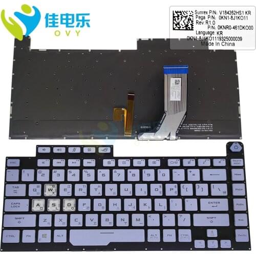 KR Korean backlight keyboard for ASUS ROG Strix G531GT G512L GL531GT GV black keyboards light blue RGB laptops KB 0KNR 461DKO00