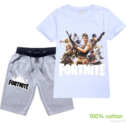 Fortnites Summer New Kids T-shirt Shorts 2pcs Suit Girl Fashion Cute Cartoon Print Short Sleeve Boy Casual Comfortable Shorts