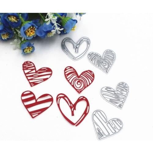 Metal Cutting Dies 4pcs Heart Shaped Hollow Frame Stencil DIY Scrapbooking Album Stamp Paper Card Embossing Craft Decor