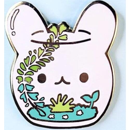 Cartoons Cute Rabbit Plant Enamel Brooch Pin Backpack Hat Bag Lapel Pins Badges Women Mens Fashion Jewelry Accessories