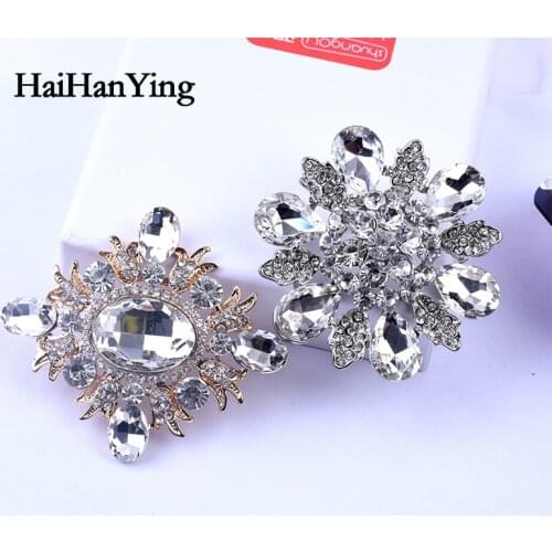 New Geometry, Flowers, Crystals, Gold Brooch, Oversized Rhinestones, Luxury Turban Dress Jacket Accessories for Women