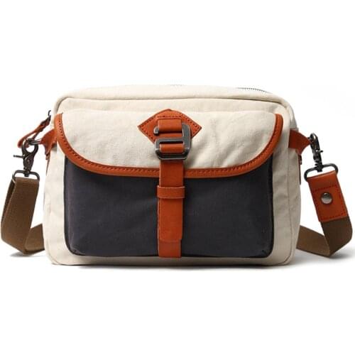 Mens Crossbody Bags Casual Patchwork Canvas Outdoor Travel Shoulder Bag 2020 New Male Pouch Leather Small Leisure Bag