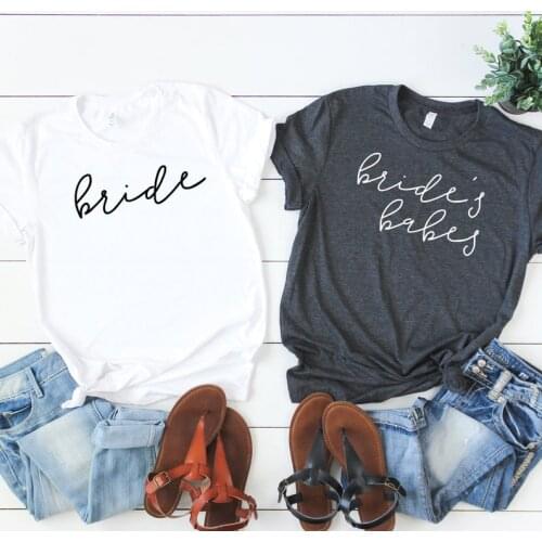 Brides bridesmaids Babes Shirt Bachelorette Party Aesthetic Cotton O Neck Short Sleeve Top Tee Graphic Drop shipping Harajuku