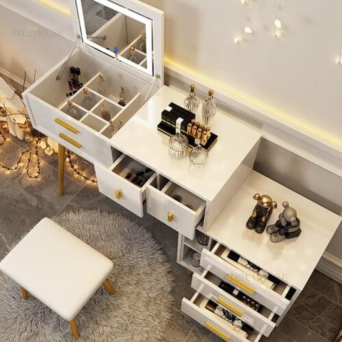Nordic Bedroom Furniture Dressers Creative Dressing Table Flip Mirror Luxury Dresser Minimalist Modern Large Capacity Drawer