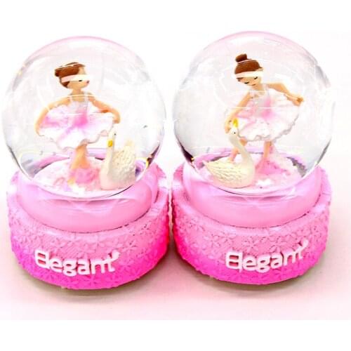 Nordic Cartoon Cute Girl Snow Globe Crystal Ball Rotating Music Box Light Decoration For Home Home Decoration Accssor