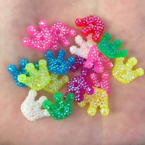 Mixed DIY 120pcs AB Resin Candy-Color Mini Crown Flat Back Rhinestone Appliques DIY Wedding Scrapbook Crafts SF099
