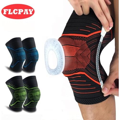 1 Pcs Elastic Fitness Running Knee Pads Support Protect Gym Sport Safety Braces Kneepad Silicon Padded Compression Knee Sleeve