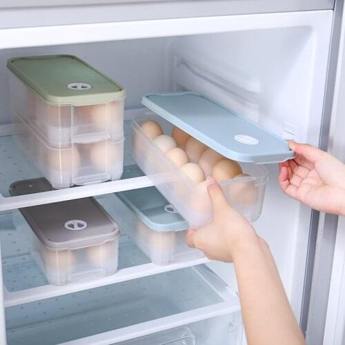 Refrigerator Egg Storage Box Egg Box Home Kitchen Compartment Single Layer Transparent with Lid Egg Storage Box