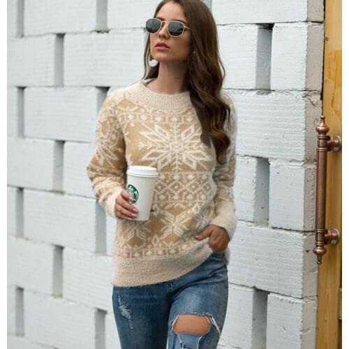 2020 New Christmas Sweaters Women Thick Warm Winter Pullover Sweater Deer Elk Snowman Female Reindeer Sweater Knitted Mmy005