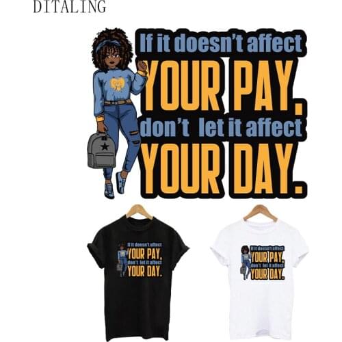 Afro American Girl Thermal Stickers On Clothing DIY Washable Patch On T-Shirt Hoodies Masks Heat Transfers Sticker Iron On Patch