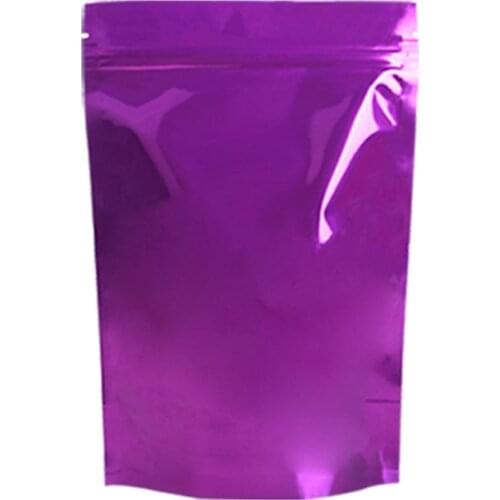 Thick 100PCS Various Size Glossy Purple Tear Notch Mylar Bags Zip Lock Plastic Pouches Aluminum Foil Heat Seal Stand Up Pouches