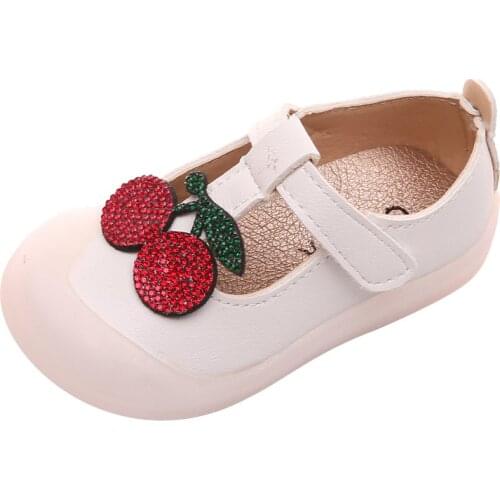 Baby Toddler Shoes Spring and Summer Girls Breathable Cherry Princess Shoes Baby Soft Bottom Shoes Girls Sweet Flats Kids Shoes