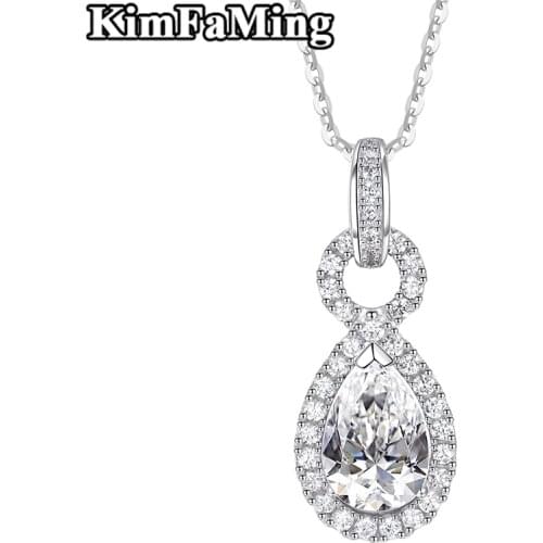 Gorgeous Women Silver Teardrop Necklaces Jewelry Wedding Good Quality Luxury Female Fine Jewellery Aniversary/Birthday Gift P115