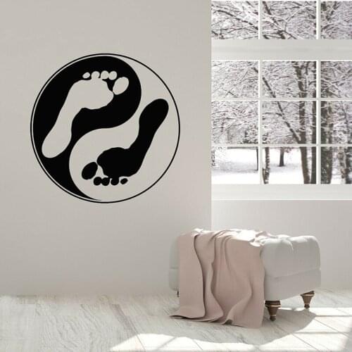 Vinyl Wall Decal Spa Salon Zen Footprints Yin Yang Massage Room Stickers Wall Decoration Posters Removable P405