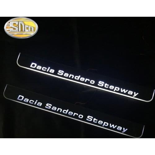 SNCN Waterproof Acrylic Moving LED Welcome Pedal Scuff Plate Pedal Door Sill Pathway Light For Dacia Sandero Stepway 2009 - 2018