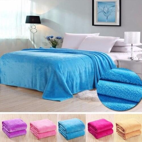 High Quality Home Textile Solid Color Soft Throw Blanket Warm Coral Blankets Travel office Flannel Sofa Warm Bed-sheet