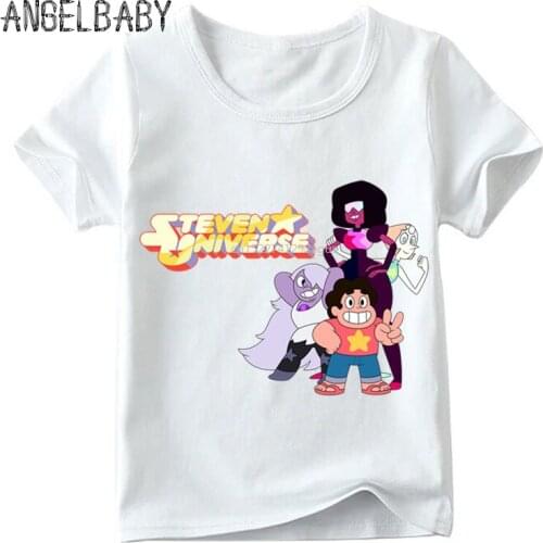 Cartoon Print Steven Universe Funny Kids Clothes Children Summer Short Sleeve Tops Boys and Girls T-shirt,HKP5053
