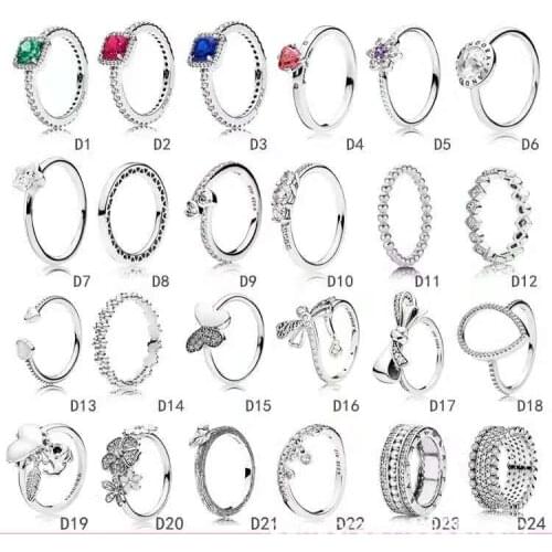 New Arrived S925 Sterling Silver Color Ring Charms Crown Pearl Diy Full Crystal Ring for Women Luxury Jewelry