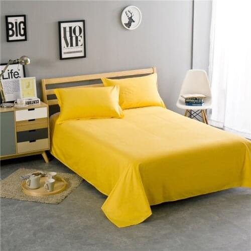 1pc Flat Sheet Bed Cotton Bedspread Sheet Solid Color Sheets Adult Double Queen King Size (No Pillowcase) Twill High Quanlity