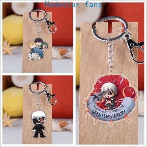10 pcs/lot Anime Tokyo Ghoul Acrylic Keychain Toy Figure Kaneki Ken Touka Rize Bag Pendant Double sided keyring Gifts