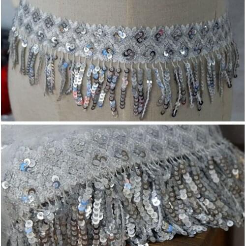 2M/pack High-grade Clothing Mesh Embroidery Beads Sequins Fringed Lace DIY Home Curtain Accessories