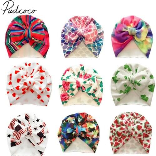 2019 Baby Accessories Cute Newborn Baby Infant Girl Boys Toddler Comfy Bowknot Hospital Cap Beanie Hat Colorful Caps Kids Gifts