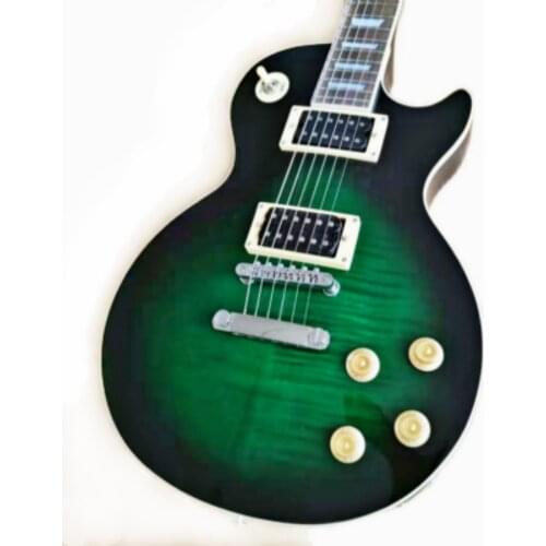 2021 High Quality FP-3112, Dark Green Color, Solid Body Maple Flame Top ,Ebony Fretboard ,Standard LP Electric Guitar