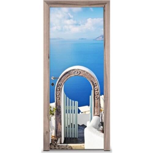 3D Door Sticker Greece Arch Wall Sticker DIY Door Cover Kitchen Home Decoration Accessories Modern 3d Wall Stickers