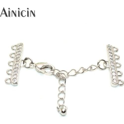 5 Rows Necklace Making End Chains Lobster Clasp 2'' Extra Chain For Fashion Jewelry Making Findings Gold Gun Metal Silver 20pcs