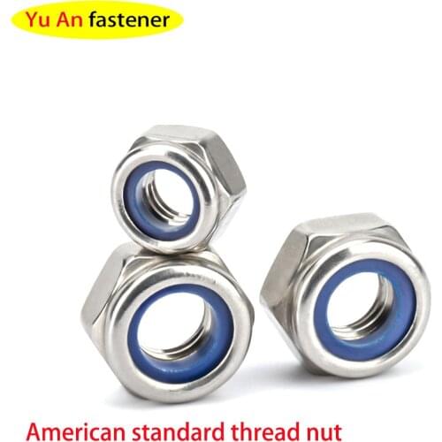 American Nylon Lock Nut Locknut Stainless Steel Self-locking Nut Locking Screw Cap 5Pcs
