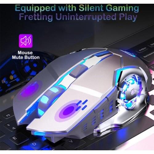 2.4G Wireless Rechargeable 1600DPI Adjustable Backlit Gaming Mouse for PC Laptop Rechargeable Mouse Wireless Silent LED Backlit