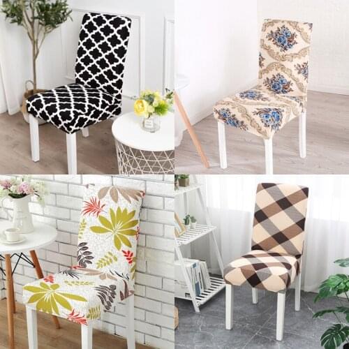 Chair Cover for Home Dining Room Decor Elasticated Lycra Plain Covers Chairs Seat Back Chair Case Elastic Decoration