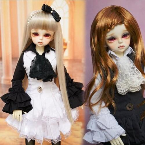 D03-P544 children toy BJD DD SD MSD 1/4 1/3 dolls Photo props clothes British noble style black and white dress set