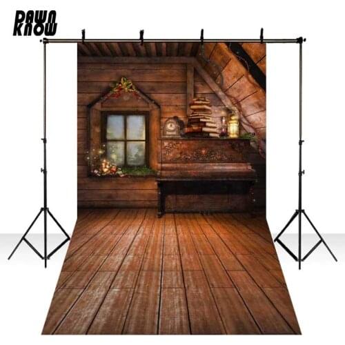 DAWNKNOW Christmas Wood House Vinyl Photography Background Polyester Backdrops For Children Photo Studio Props ST343