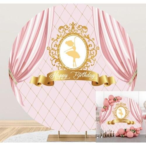 DAWNKNOW Round Circle Pink Photography Background Live Backdrop Dancing Adult Children Birthday Party Decoration Photo Studio