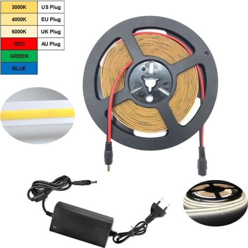 5Meter 480led/m AC220V cob led strip flexible FPCB high density full set no spot high CRI90RA