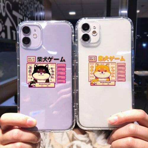GYKZ Kawaii Cute Shiba Inu Dog Print Phone Case For iPhone 12 Mini 11 Pro XS MAX X 7 XR SE20 8 6Plus Clear Soft TPU Cover Fundas