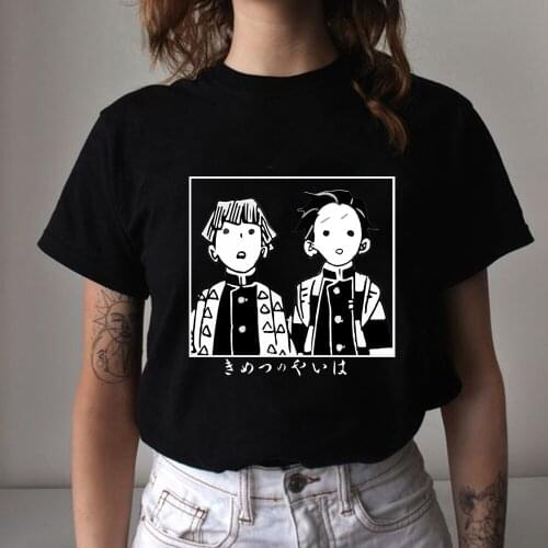 Harajuku Anime Demon Slayer T Shirt Women Funny T-shirt Cute Anime Top Tee Female