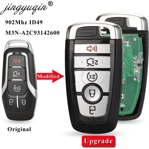 Jingyuqin M3N-A2C31243300 902Mhz ID49 Remote Smart Prox key for Ford Fusion Explorer Edge Mustang 2017 2018 Upgrade Keyless