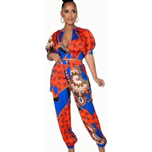 Two Piece Set Top And Pants Trousers Super Elastic Party For Women Outfits Africa Clothes African New Dashiki Fashion Suit