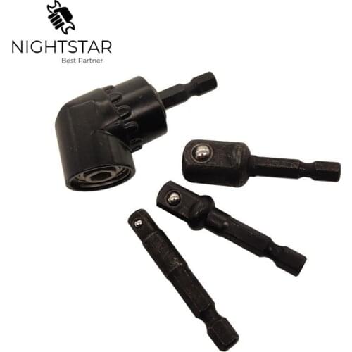 Krachtige 4Pcs 3Pcs Drill Socket Adapter Set 1/4" 3/8" 1/2" Square Socket 105 Degree Right Angle Driver Screwdriver Hand Tools