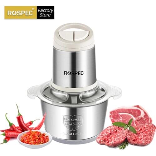 ROSPEC 2L Multi-Functional Electric Chopper Stainless Steel Food Grinder Processor Slicer Mincer High Powerful Meat Food Chopper