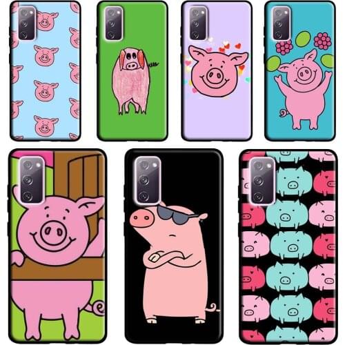 Cartoon Pig Piggy Case For Samsung Galaxy S21 Ultra S20 FE S8 S9 S10 Plus Note 20 Ultra Note 10 Plus Cover
